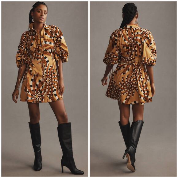 Farm Rio x Anthropologie Banana Button-Down Mini Dress - Picture 1 of 14